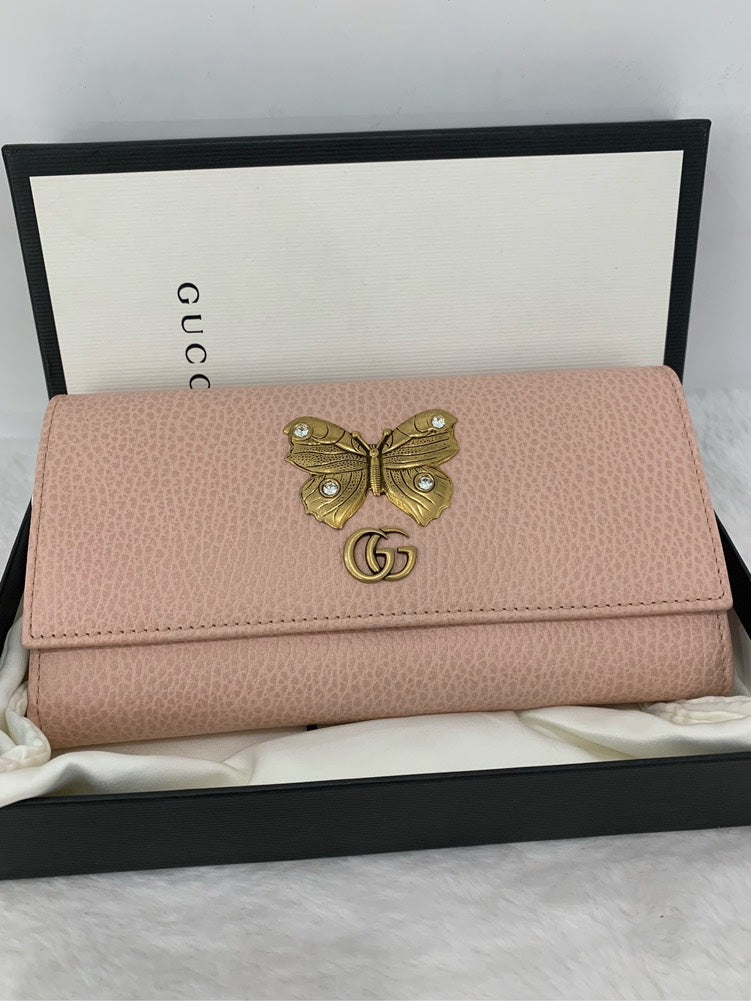Gucci Preloved GG Marmont Pink Leather Wallet ShopShops